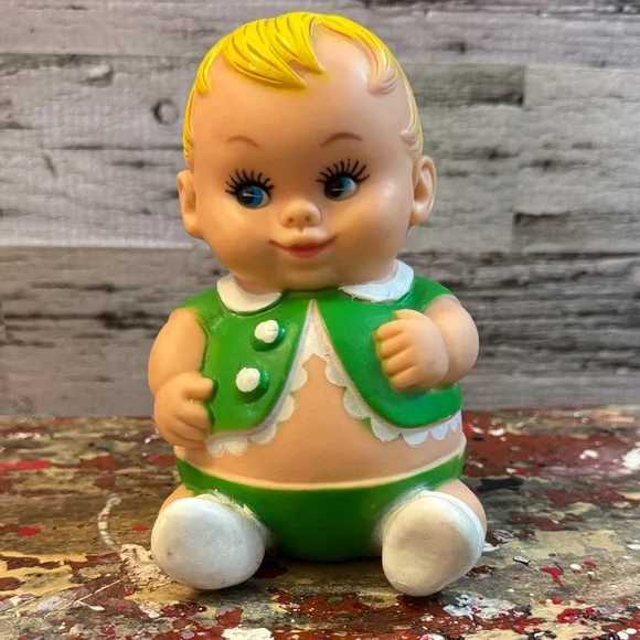 Vintage 1968 Uneeda Doll Company Roly-Poly Baby Doll Plumpees Vinyl Squeak Toy - Picture 2 of 13